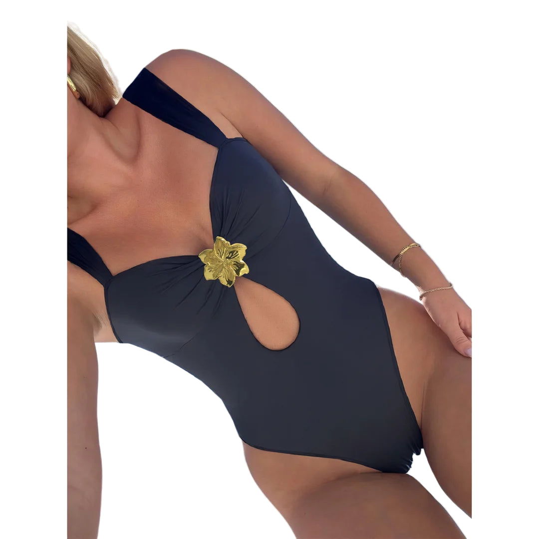 Maillot de bain une pièce à fleurs en métal pour femmes