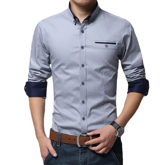 Chemise en coton manches longues pour hommes