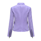 Veste en cuir violet pour femme