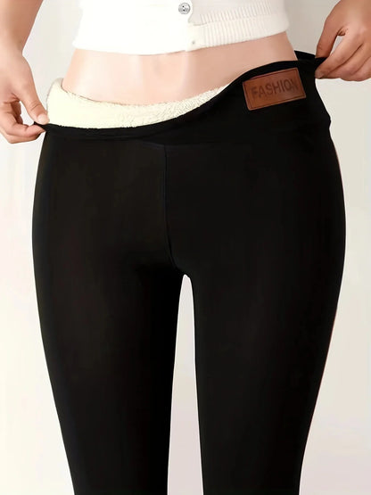 Leggings taille haute en velours d'agneau épais pour femmes