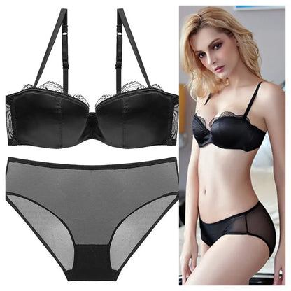 Ensemble de Lingerie  en dentelle, Sexy, français, demi-tasse, soutien-gorge Push Up, sans couture