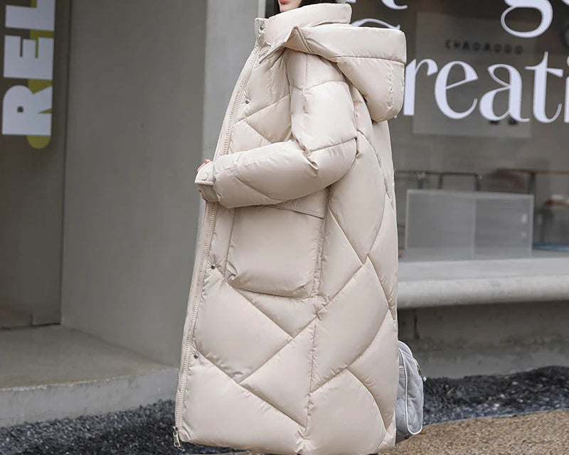 Manteau à capuche solides à grandes poches pour femmes