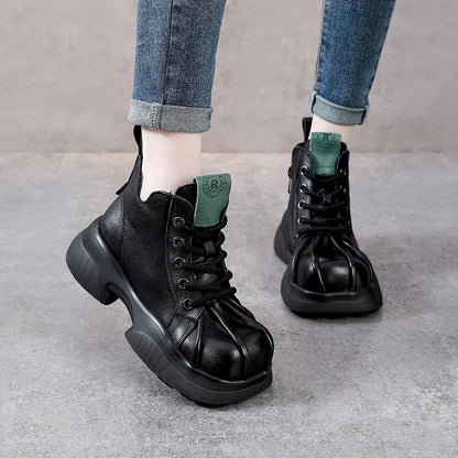 Bottines en cuir véritable pour femmes, 5.5cm