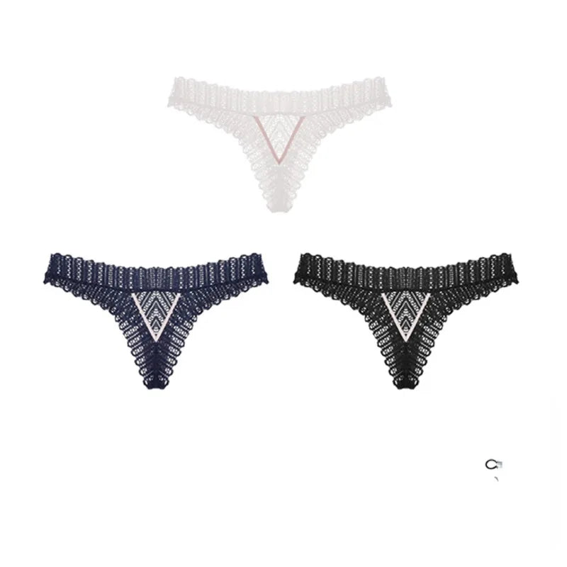 String taille basse en dentelle transparente pour femme, sous-vêtement sexy, entrejambe en coton