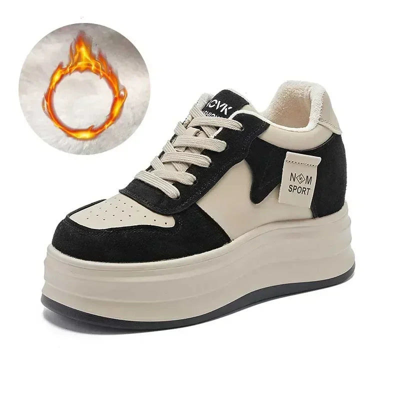 Basket à plateforme en daim de vache pour femme