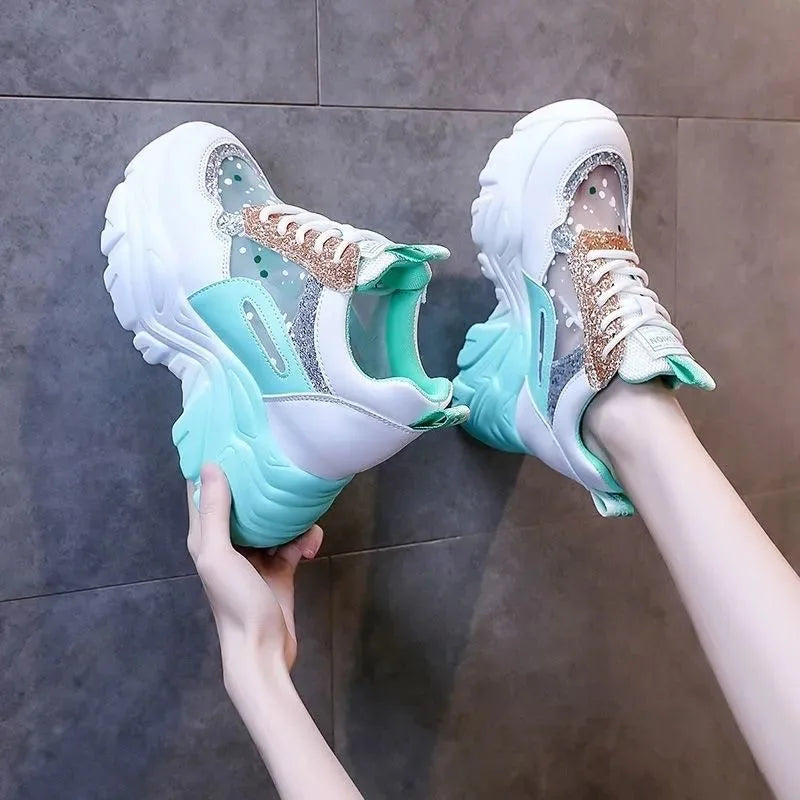 Baskets compensées respirantes et décontractées pour femmes