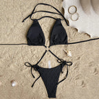 de bain une pièce évider String à lacets pour femmes