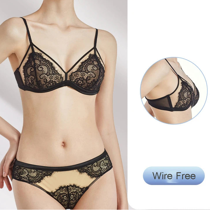 Ensemble de lingerie sexy en dentelle française brodée pour femme