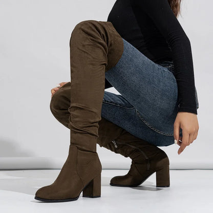 Bottes au dessus du genou fermeture éclair pour femmes