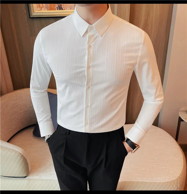 Chemises rayées à manches longues pour hommes