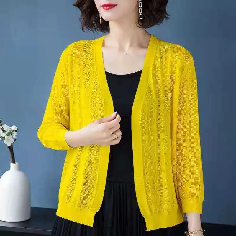 Cardigan tricoté multicolore surdimensionné à manches longues pour femmes