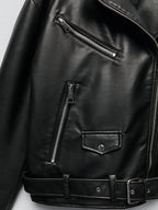 Veste Pu faux cuir avec ceinture pour femme