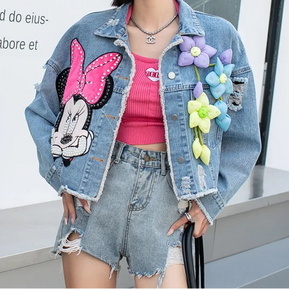 Veste en jean à manches longues pour femmes