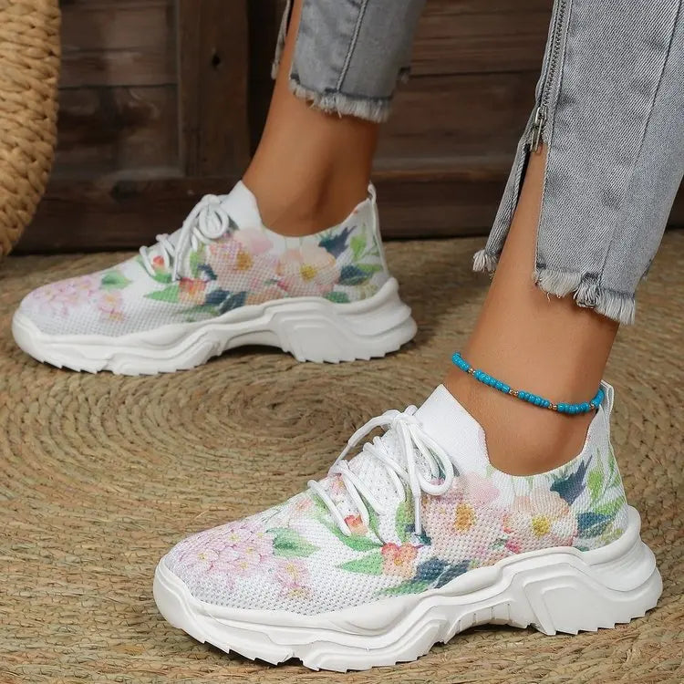 Chaussures de sport simples à fleurs pour femmes