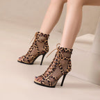 Sandales à talons hauts léopard pour femmes