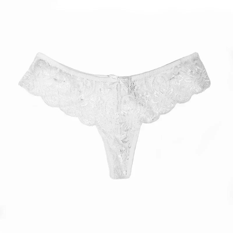 String en dentelle pour femme, taille basse, sous-vêtement transparent