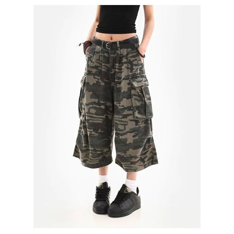 Pantalon court de camouflage rétro américain pour femme
