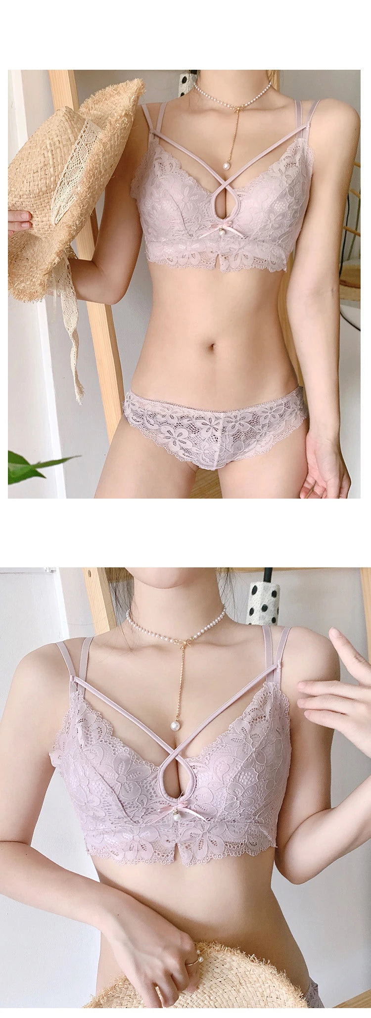 Ensemble de lingerie en dentelle florale pour femmes