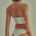 Ensemble 3 pièces soutien-gorge Push up + jarretières + string en dentelle transparent pour femmes