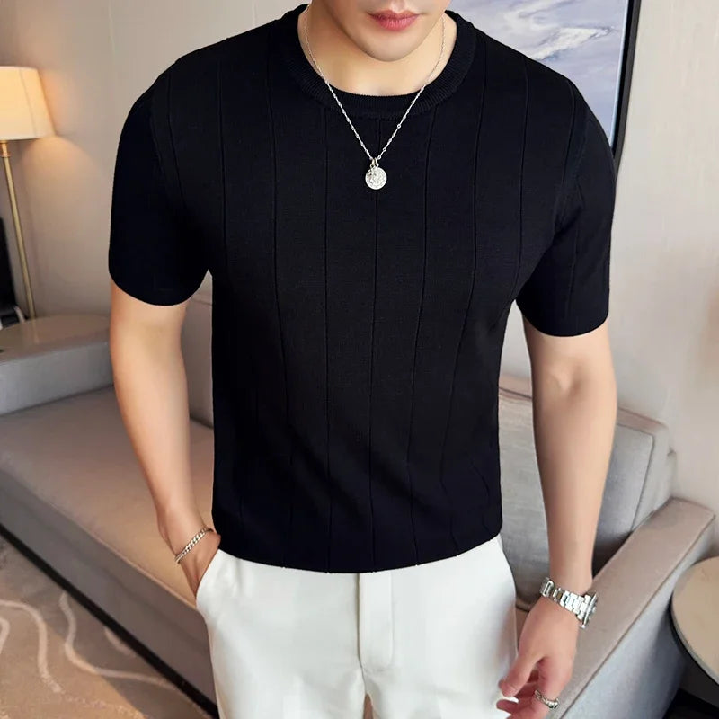 T-shirt à manches courtes à rayures pour hommes