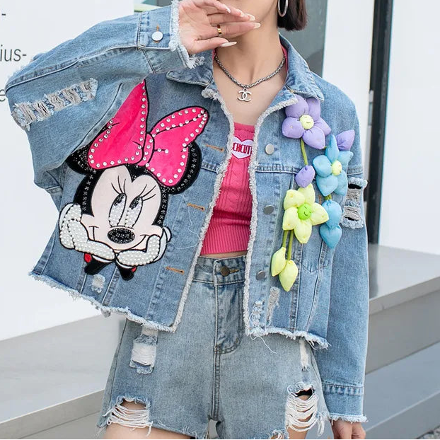 Veste en jean à manches longues pour femmes