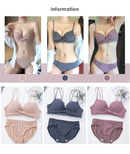 Ensemble de soutien-gorge push-up à nœud sexy pour femmes