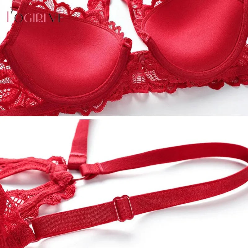 Ensemble de soutien-gorge et culotte en dentelle avec haut fin pour femmes