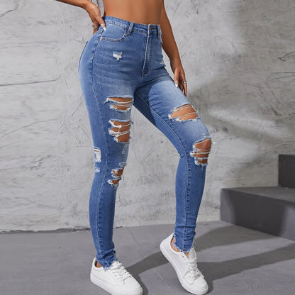 Pantalons en jean skinny déchirés pour femmes