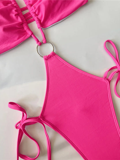 maillot de bain une pièce pour femmes taille haute découpé dos nu