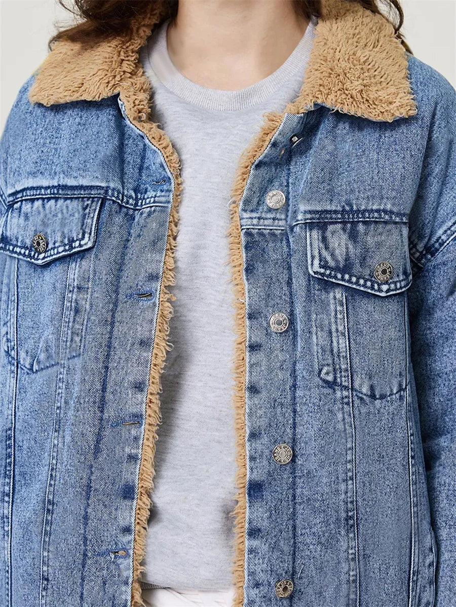 Vestes en jean vintage à simple boutonnage pour femmes