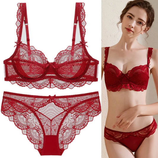 Ensemble soutien-gorge et culotte ultra-mince, brassière transparente