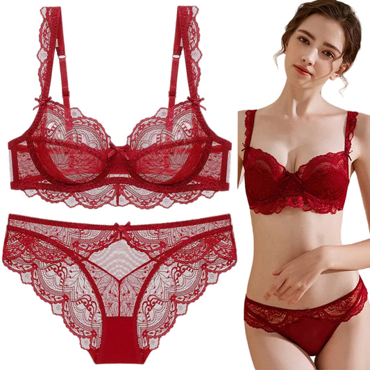 Ensemble soutien-gorge et culotte ultra-mince, brassière transparente pour femmes