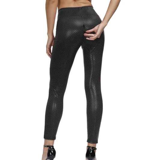 Legging en cuir PU taille haute pour femme,