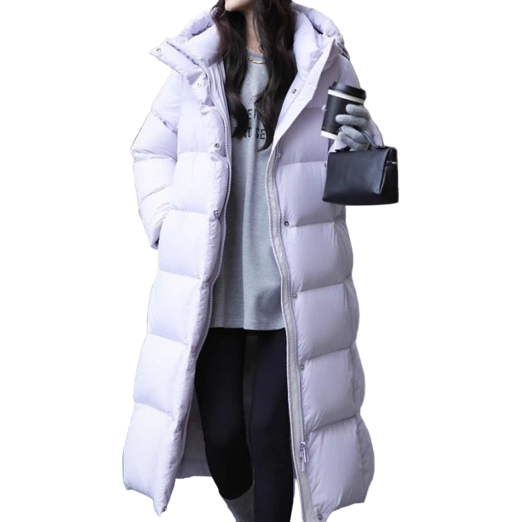 Manteau long et chaud d'hiver à capuche pour femme