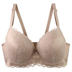 Soutien-gorge push-up sexy en dentelle florale avec armatures et nœud rembourré pour femmes