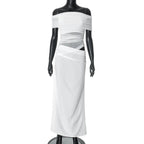 Robe plissée asymétrique transparente pour femmes