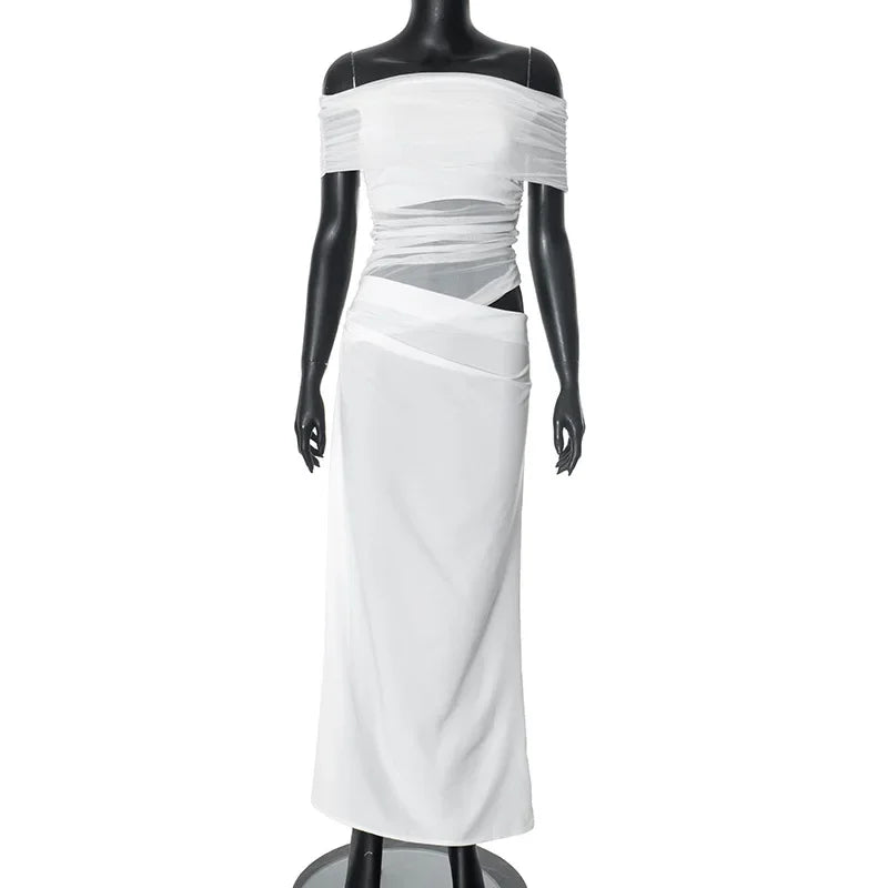 Robe plissée asymétrique transparente pour femmes