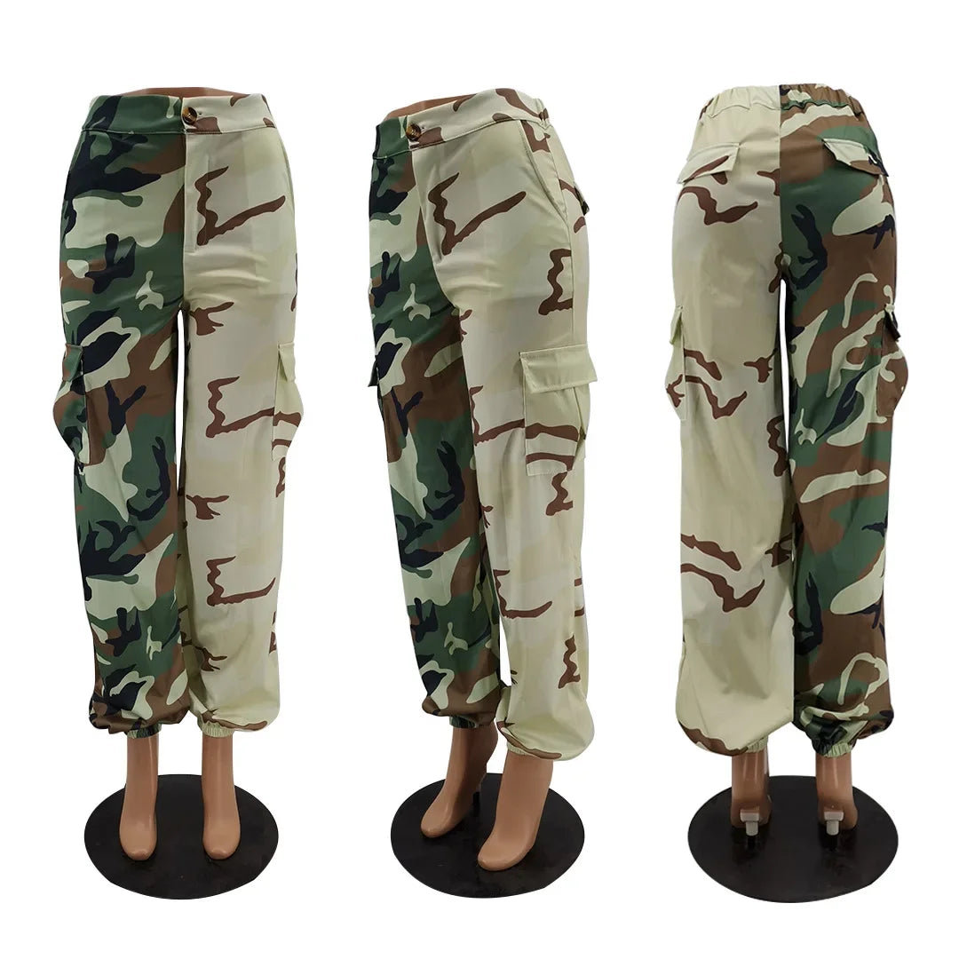 Pantalon style safari en patchwork pour femme