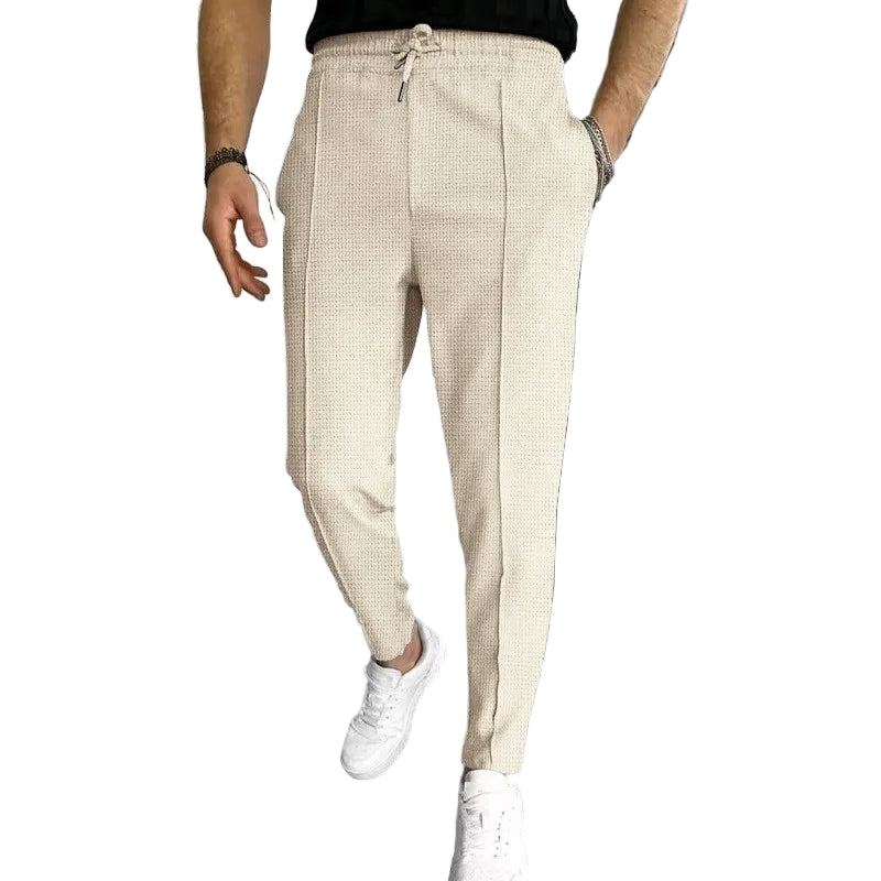 Pantalon gaufré de couleur unie pour hommes