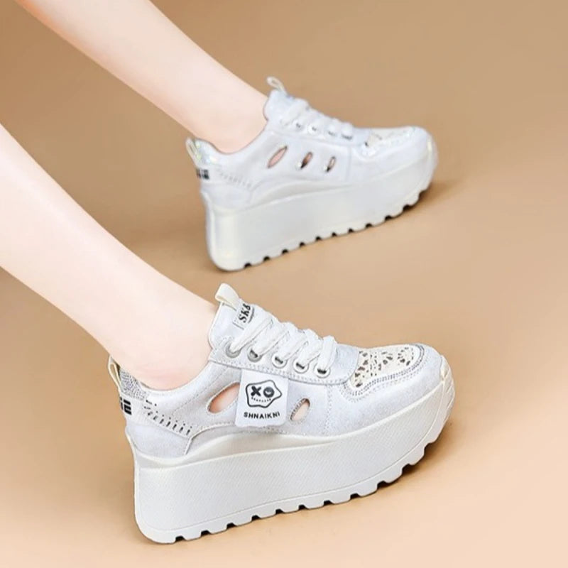 Basket en cuir véritable confortable pour femmes