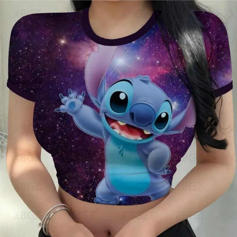 T-shirt Disney stitch pour femmes haut court