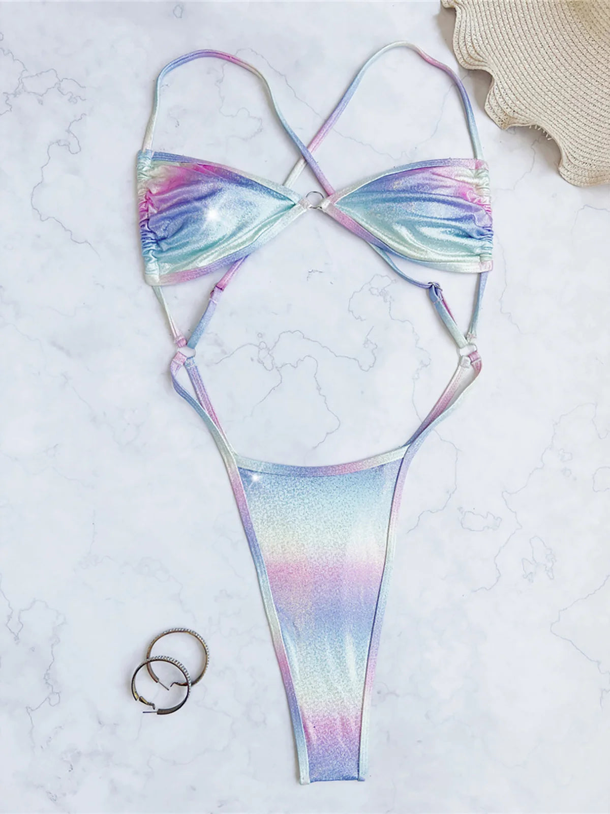 Maillot de bain une pièce nickel é croisé dans le dos, coupe haute, pour femmes