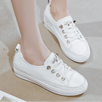 Baskets à talons compensés 5cm en cuir véritable pour femmes