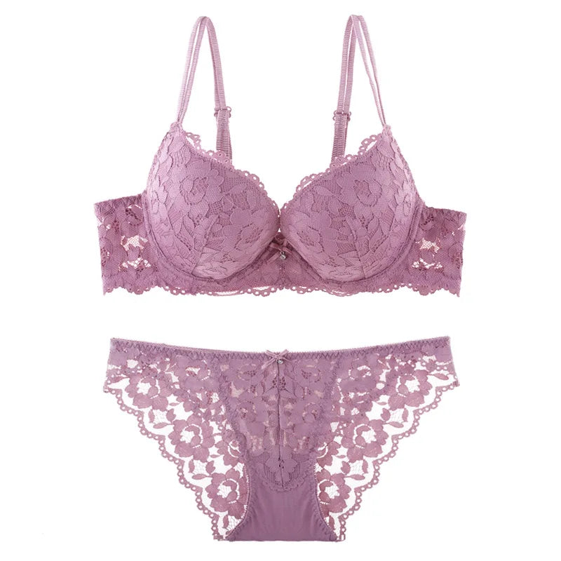 Ensemble de sous-vêtements sexy pour femmes, soutien-gorge transparent, broderie de fleurs