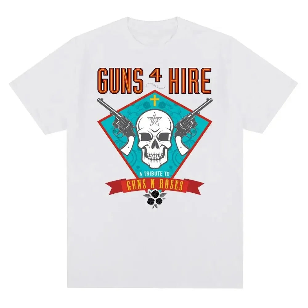 T-shirt noir femmes GUN N ROSES imprimé coton T-shirt à manches courtes