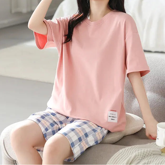 Ensemble de pyjama en coton à manches courtes pour femmes