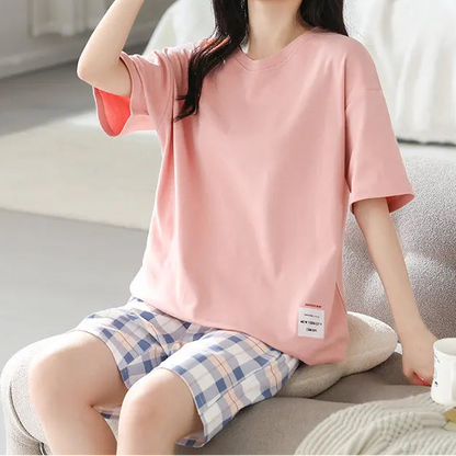 Ensemble de pyjama en coton à manches courtes pour femmes