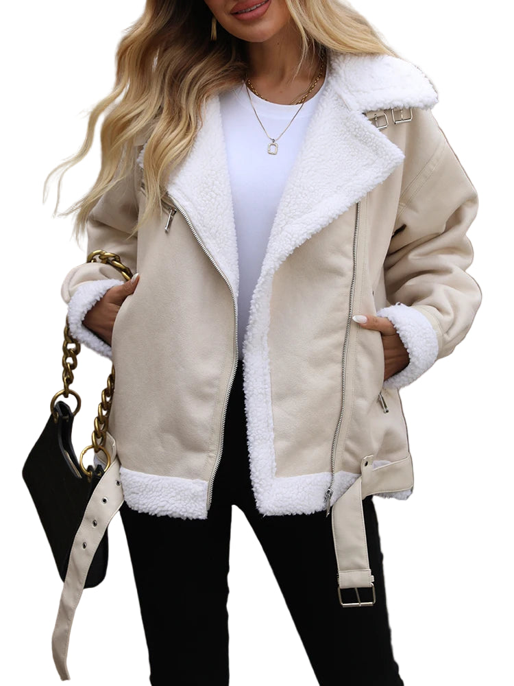 Veste en fausse fourrure d'agneau pour femmes