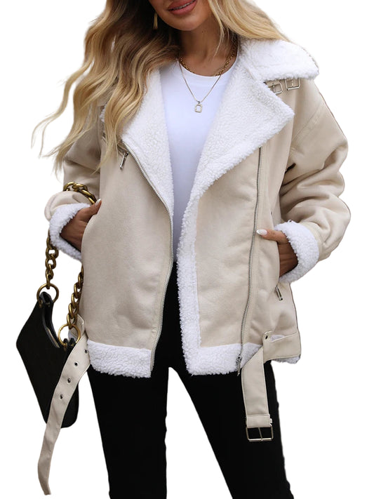 Veste en fausse fourrure d'agneau pour femmes