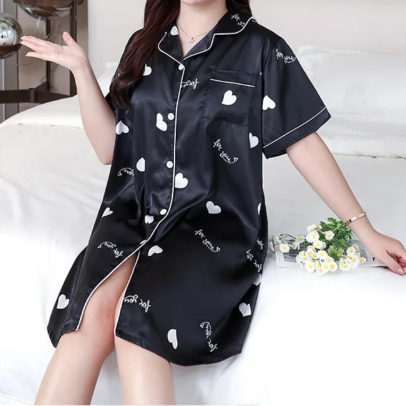 Chemise de nuit décontractée en soie glacée pour femmes